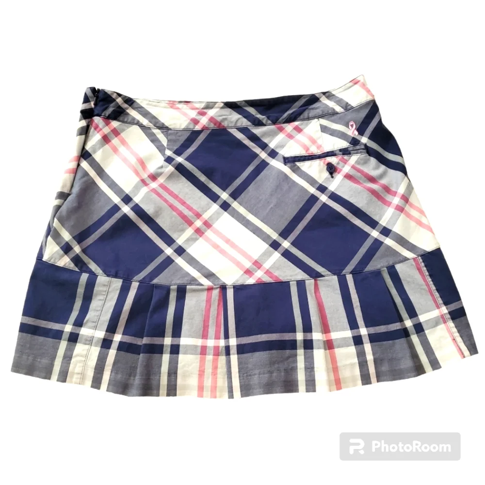 Lady hagen purple pink pleated plaid golf athletic mini skirt short skort 10 Y2k